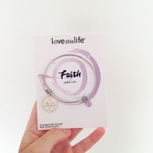 LovethisLife Silver Plated Faith Charm Bracelet